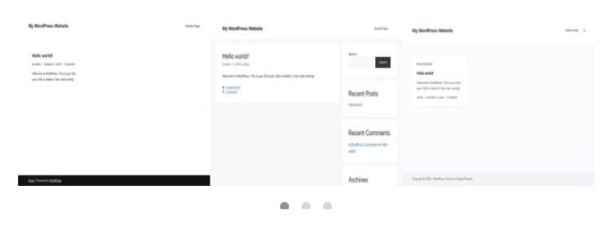 Niso carousel on the front end with three slides and dots